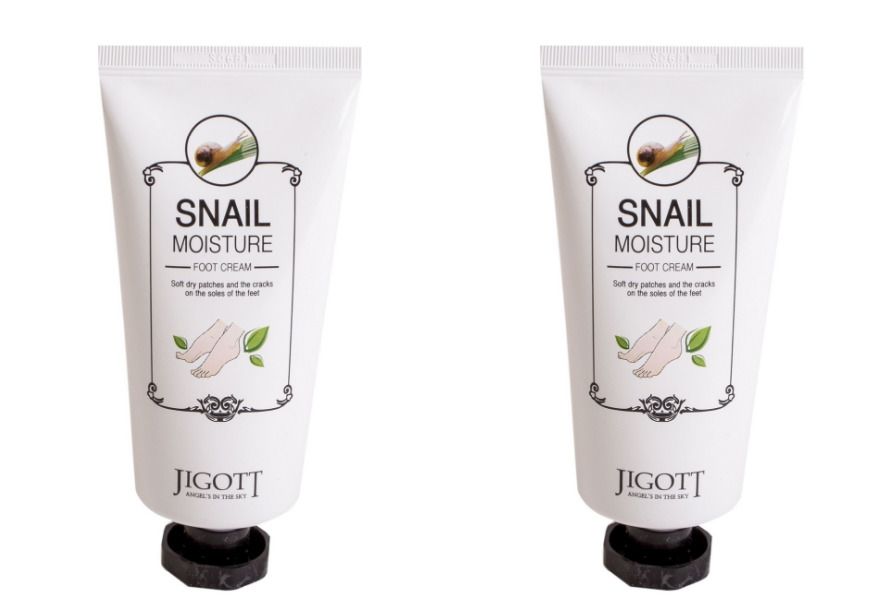 Крем для ног Jigott snail moisture с улиткой 100мл 2шт восстанавливающий крем с улиткой anjo premium 50g