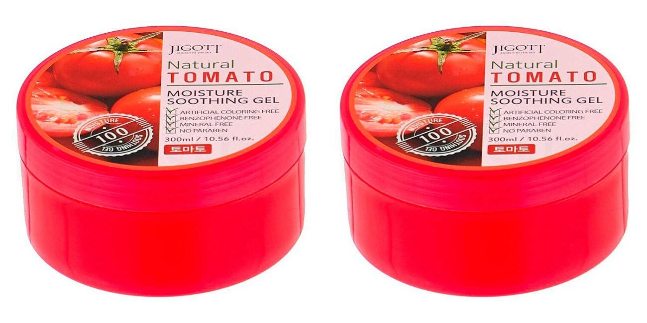 Гель для тела Jigott Natural Tomato Moisture 300 мл 2 шт avotte маска для лица выравнивающая тон кожи с экстрактом томата brightening tomato mask