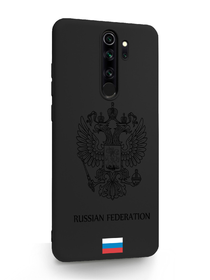 фото Чехол musthavecase xiaomi redmi note 8 pro черный лаковый герб россия черный