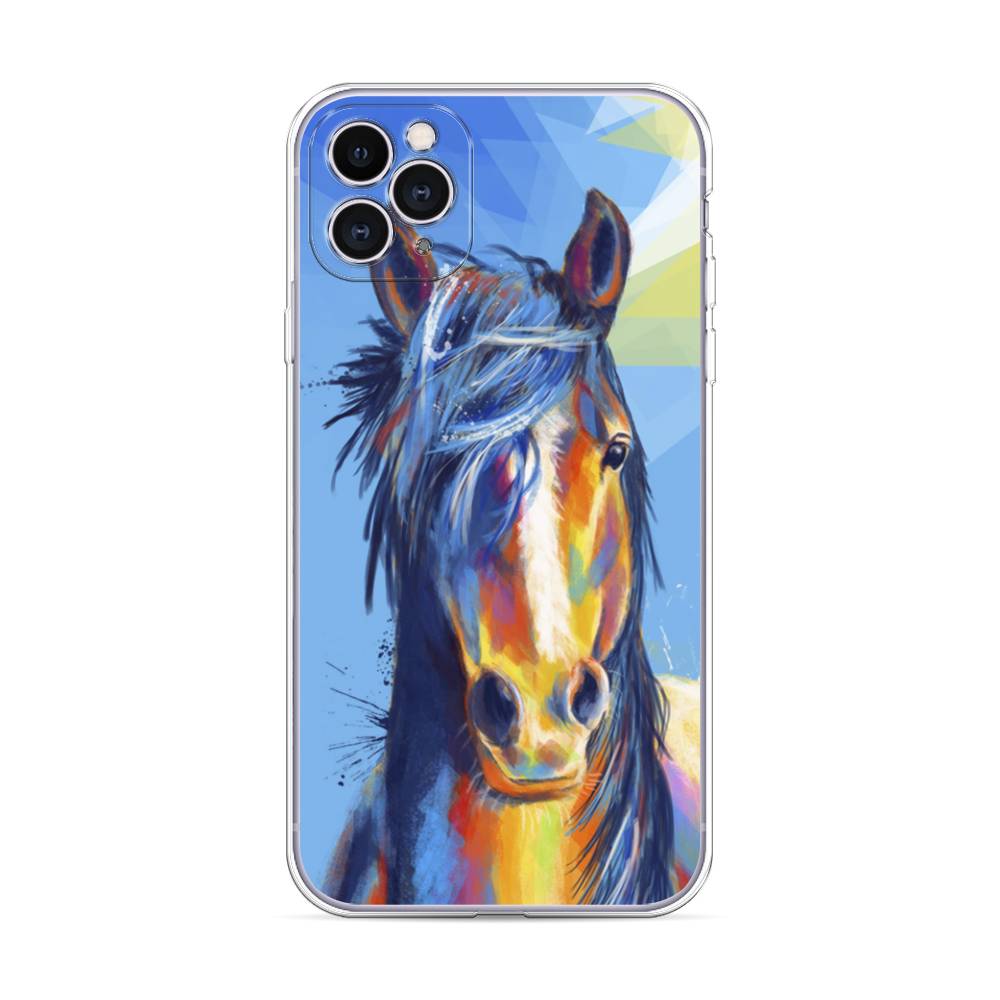 

Чехол для Apple iPhone 11 Pro Max "Лошадь арт 3", Голубой;желтый;синий, 12250-1