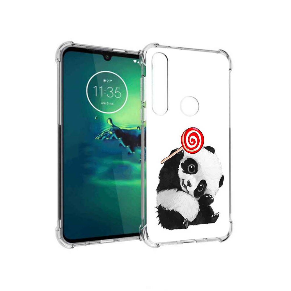 

Чехол MyPads Tocco для Motorola Moto G8 Plus панда с леденцом (PT227062.344.534), Прозрачный, Tocco