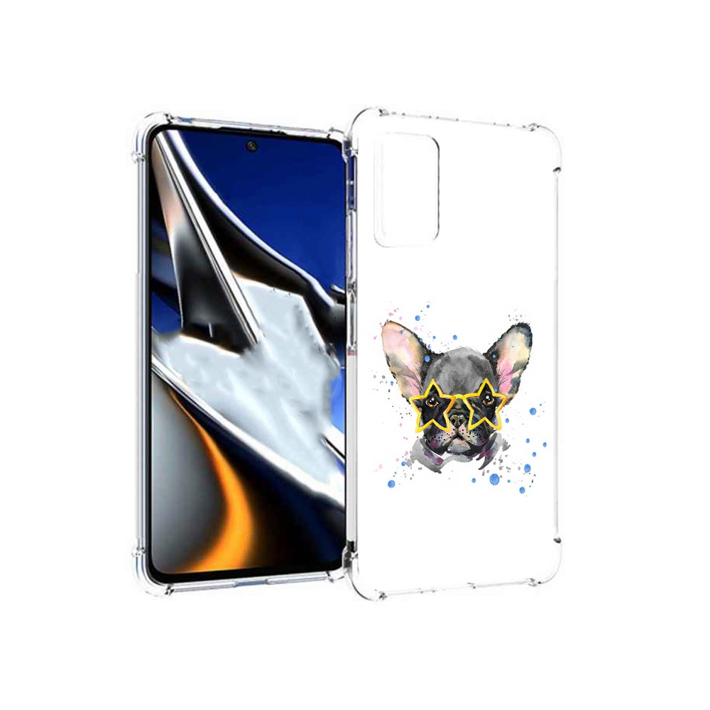 

Чехол MyPads Tocco для Xiaomi Poco X4 Pro 5G буля в очках, Прозрачный, Tocco