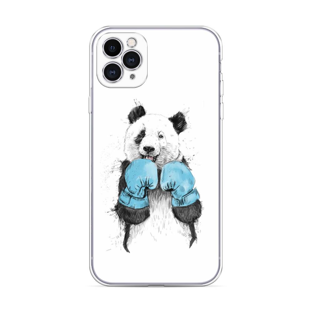 

Чехол для Apple iPhone 11 Pro Max "Панда боксер", Голубой;белый;серый, 12250-1