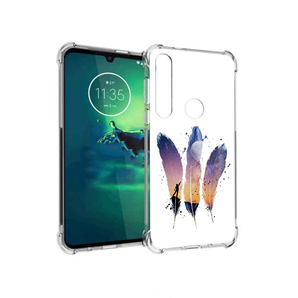

Чехол MyPads Tocco для Motorola Moto G8 Plus небесные перья (PT227062.344.519), Прозрачный, Tocco