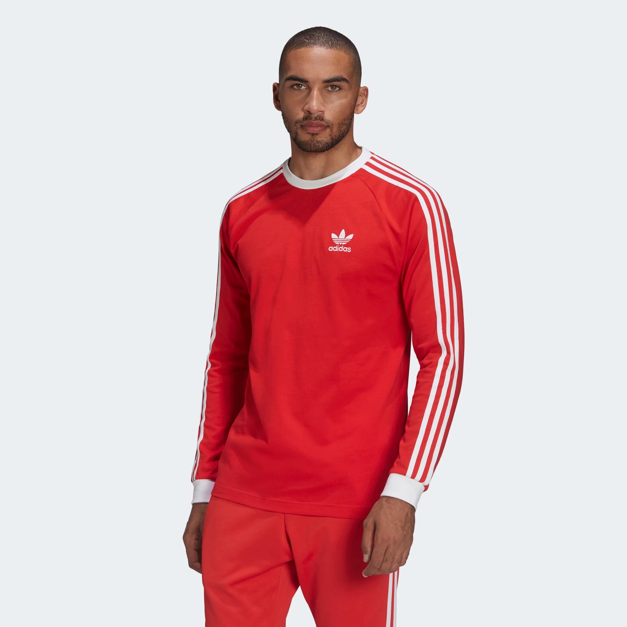 фото Лонгслив мужской adidas 3-stripes ls tee красный 2xl