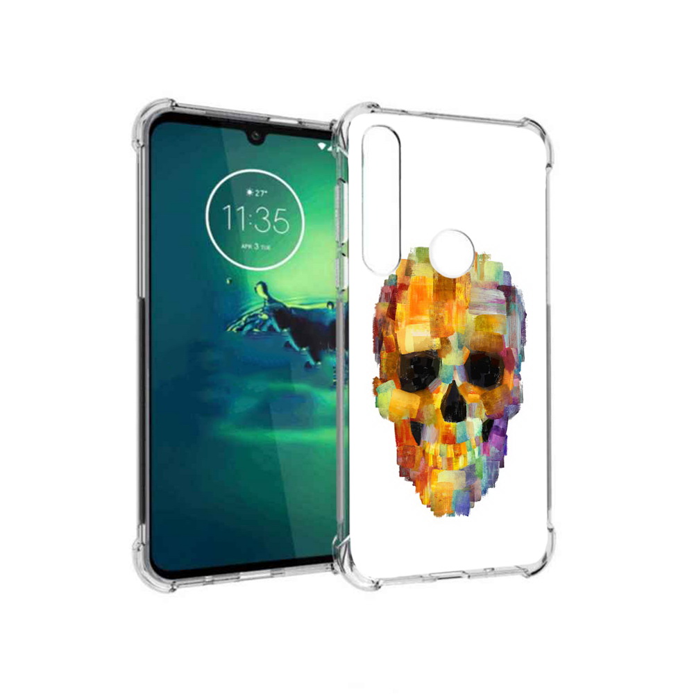 

Чехол MyPads Tocco для Motorola Moto G8 Plus нарисованный череп (PT227062.344.516), Прозрачный, Tocco