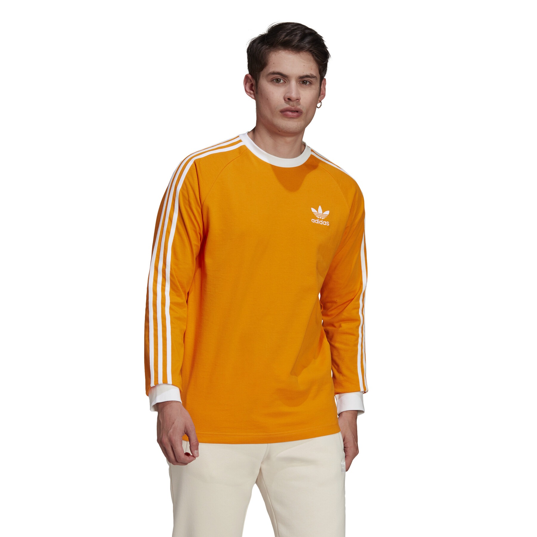 фото Лонгслив мужской adidas 3-stripes ls tee оранжевый 2xl