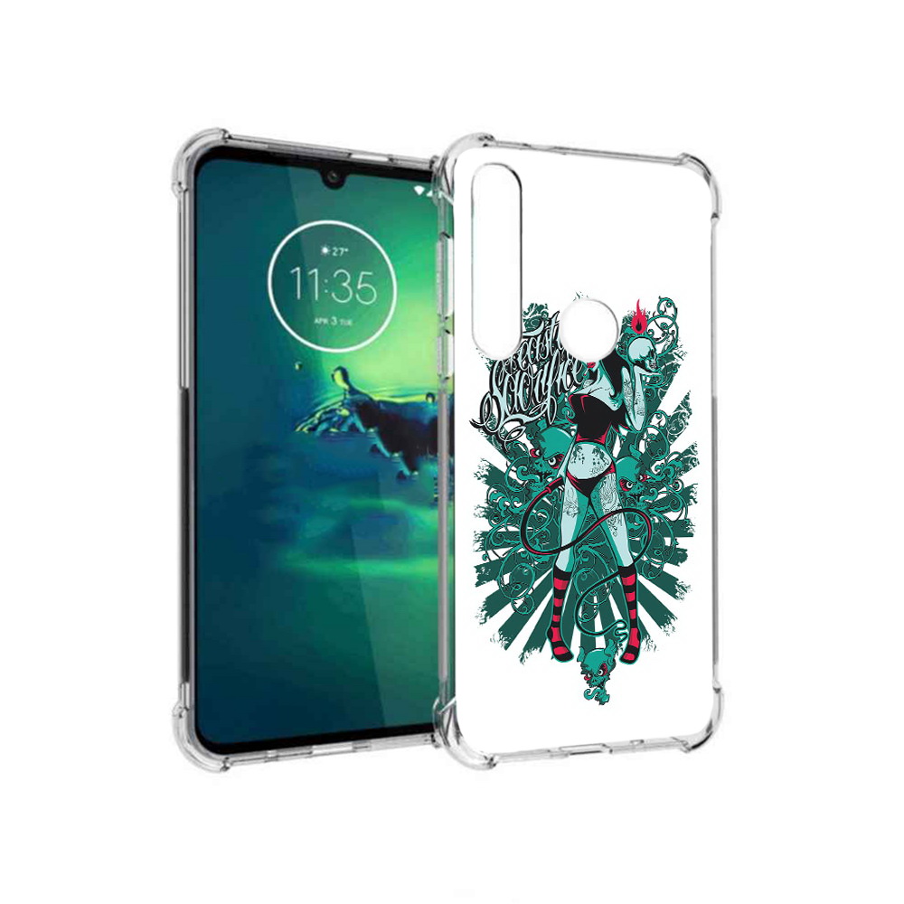 

Чехол MyPads Tocco для Motorola Moto G8 Plus нарисованная девушка в татуировках, Прозрачный, Tocco