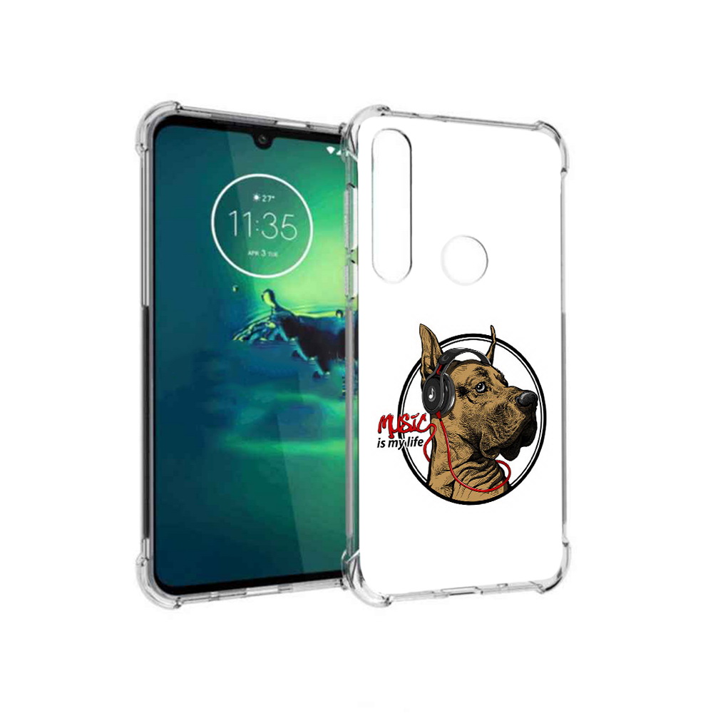 

Чехол MyPads Tocco для Motorola Moto G8 Plus музыкальная собака (PT227062.344.490), Прозрачный, Tocco