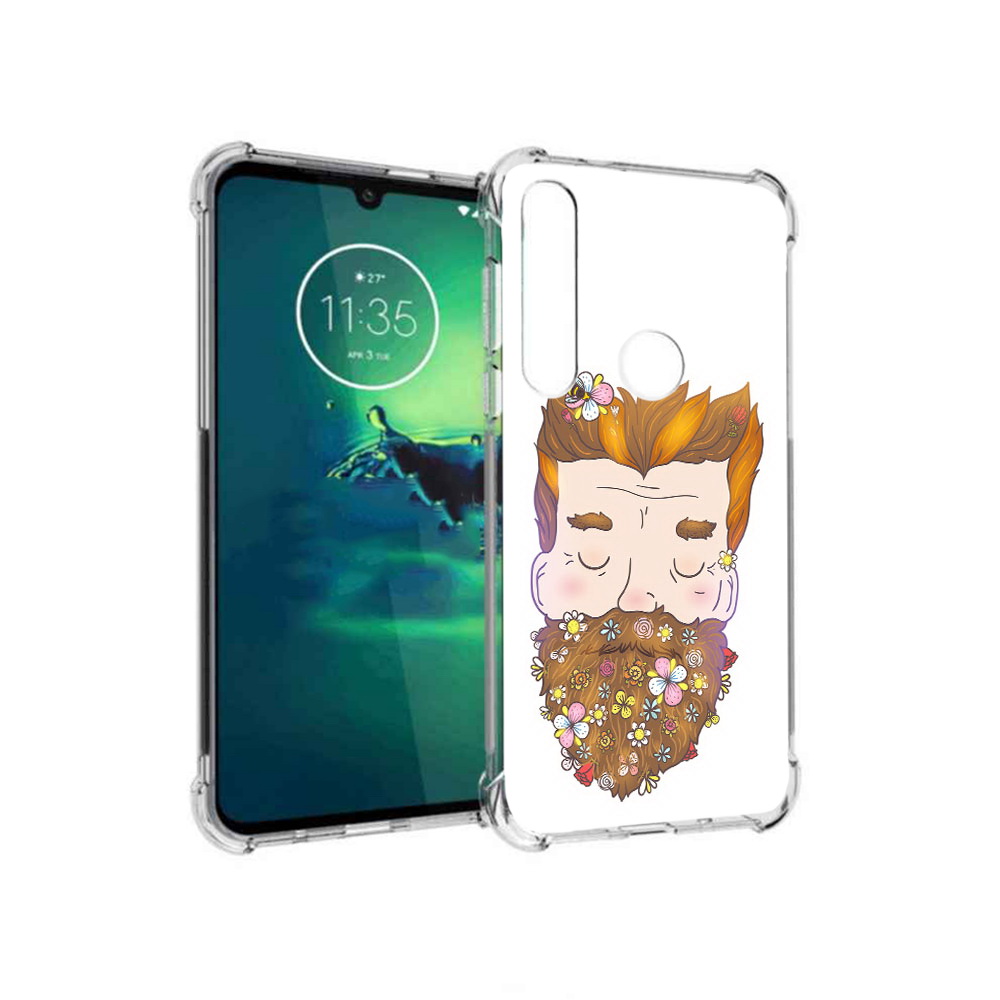 

Чехол MyPads Tocco для Motorola Moto G8 Plus мужчина с цветами в бороде (PT227062.344.489), Прозрачный, Tocco