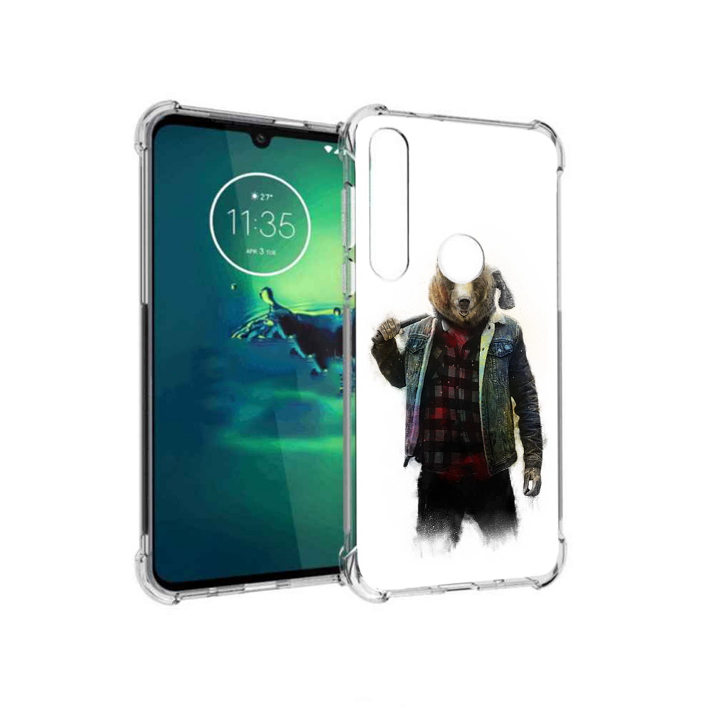 

Чехол MyPads Tocco для Motorola Moto G8 Plus медведь с топором (PT227062.344.469), Прозрачный, Tocco