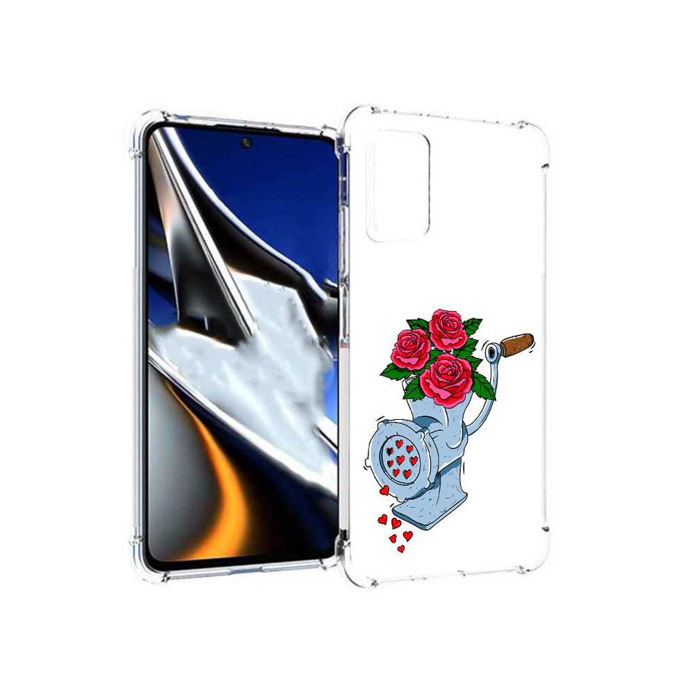

Чехол MyPads Tocco для Xiaomi Poco X4 Pro 5G Цветочные сердца, Прозрачный, Tocco