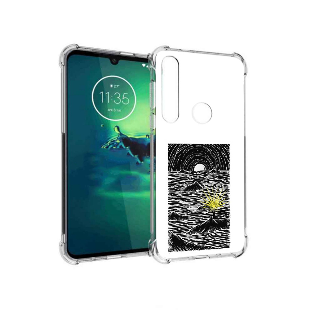 

Чехол MyPads Tocco для Motorola Moto G8 Plus маяк в черно белом море (PT227062.344.460), Прозрачный, Tocco