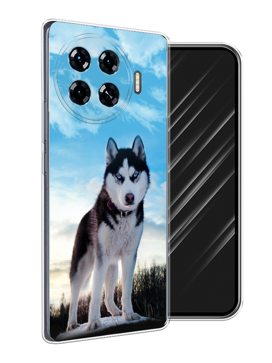 

Чехол Awog на Tecno Spark 20 Pro Plus "Хаски 3", Белый;черный;голубой, 305050-1