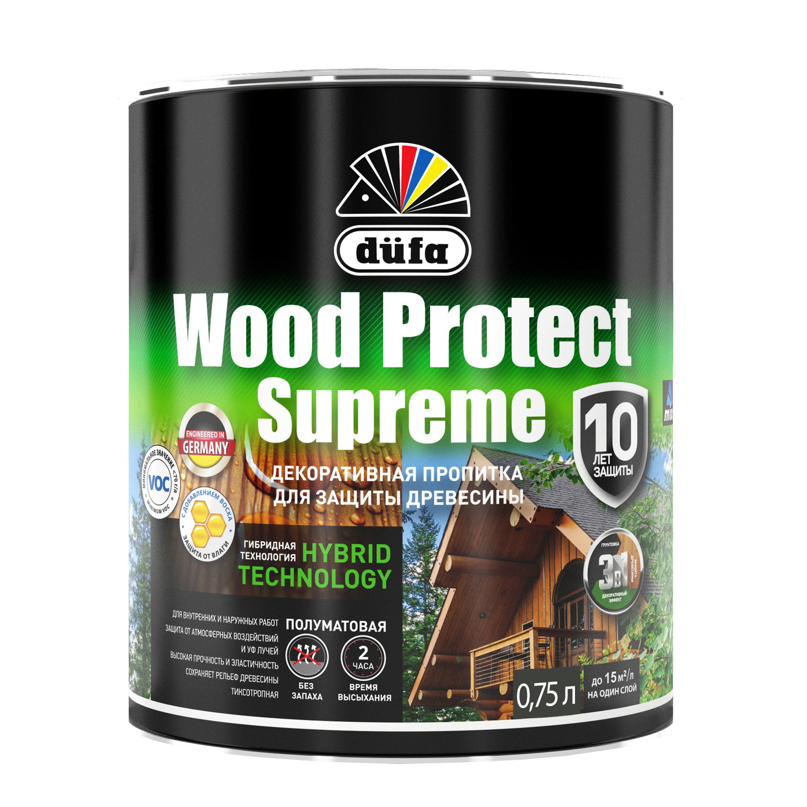 пропитка для дерева dufa wood tex венге 900 мл Пропитка для древесины Dufa Wood Protect Supreme бесцветная, 750 мл