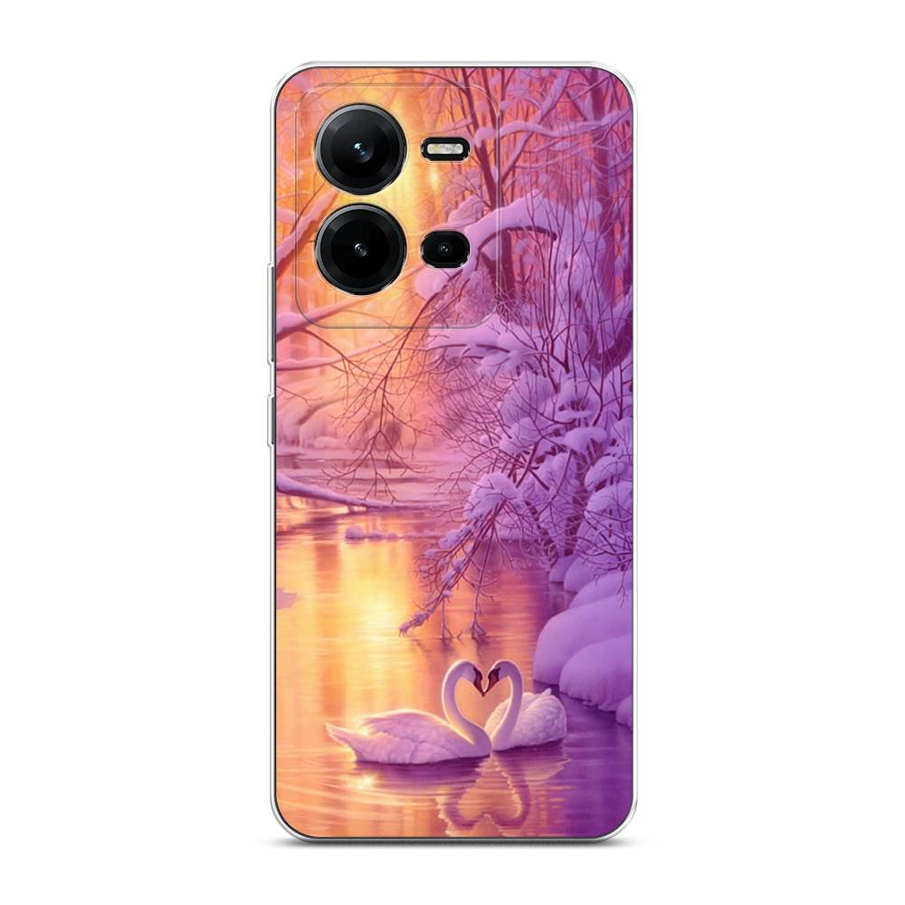 

Чехол на Vivo V25 "Зима 1", Фиолетовый;желтый, 267650-2