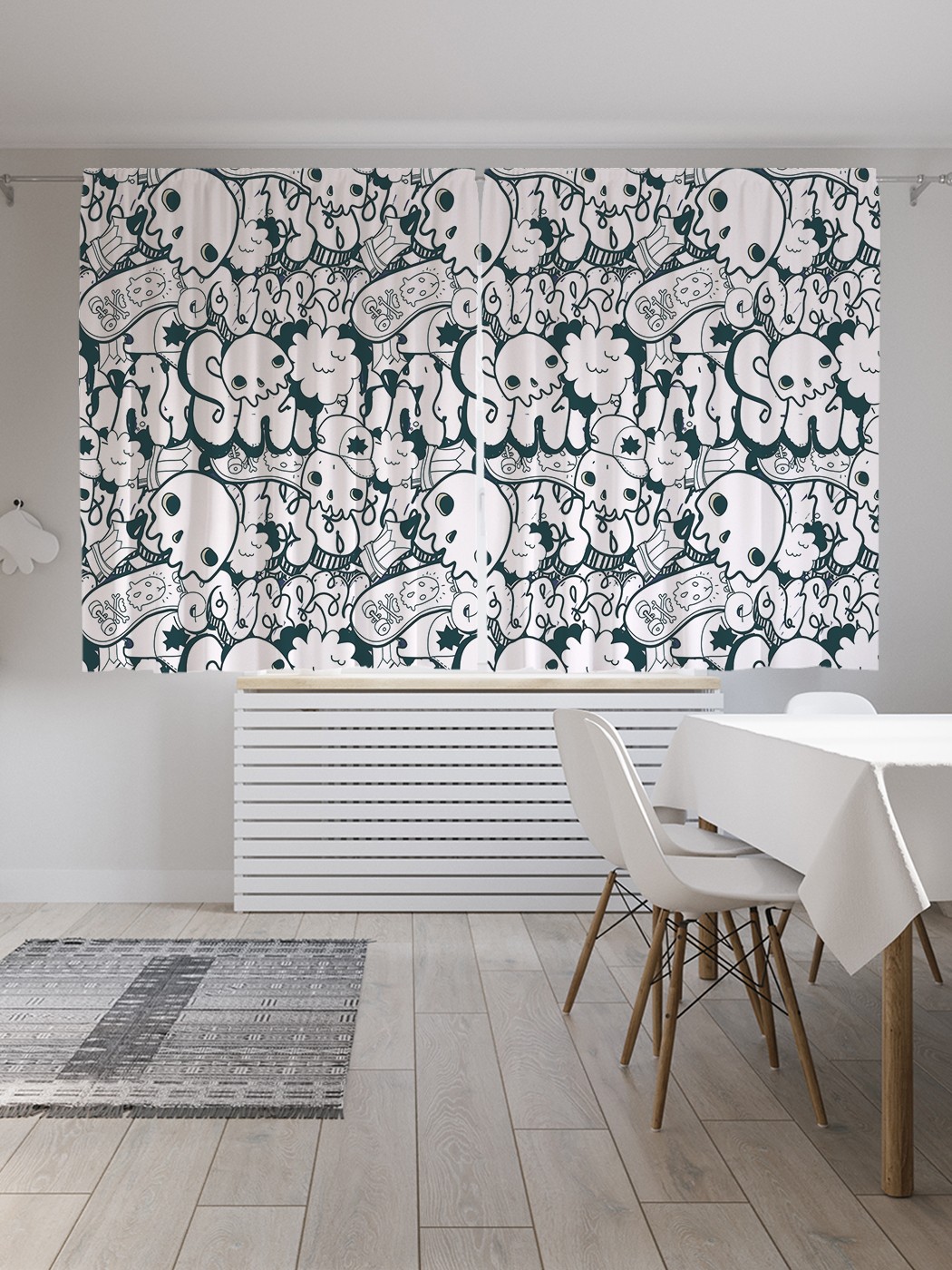 

Классические шторы JoyArty "Черепа наив", серия Oxford DeLux, 2 полотна 145x180 см, Черепа наив