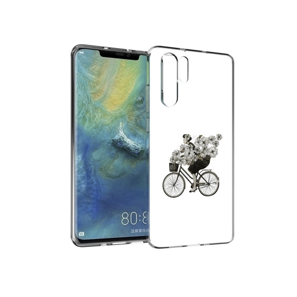 Чехол MyPads Tocco для Huawei P30 Pro девушка на велосипеде с цветами