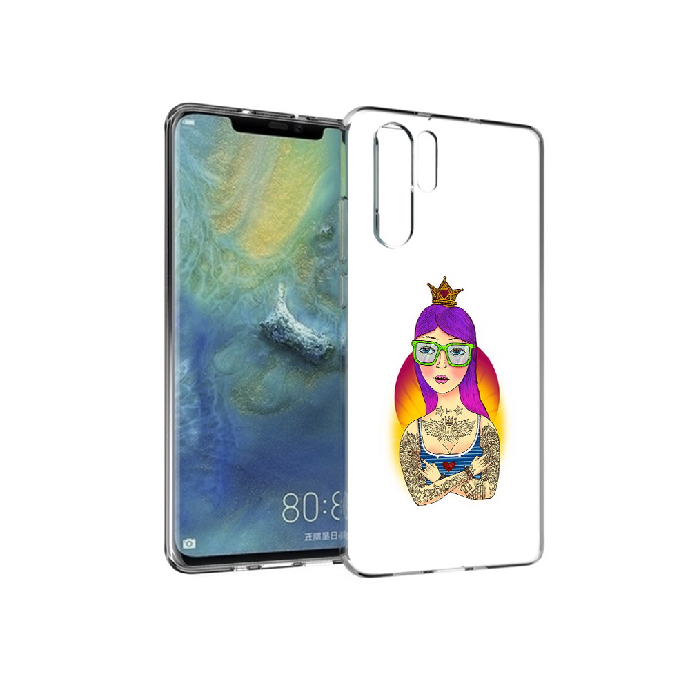 

Чехол MyPads Tocco для Huawei P30 Pro девушка в татуировках с короной, Прозрачный, Tocco