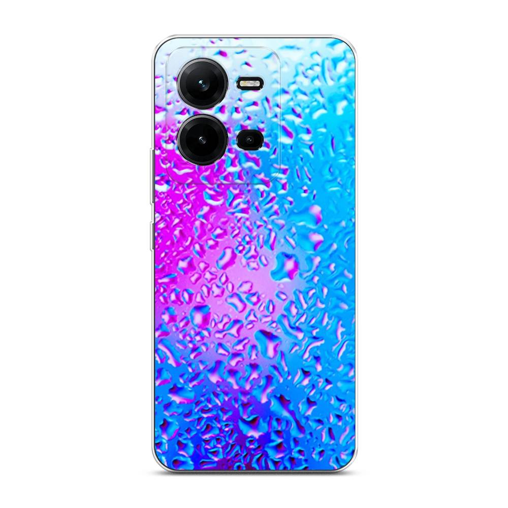 

Чехол на Vivo V25 "Капли на стекле", Голубой;розовый, 267650-3