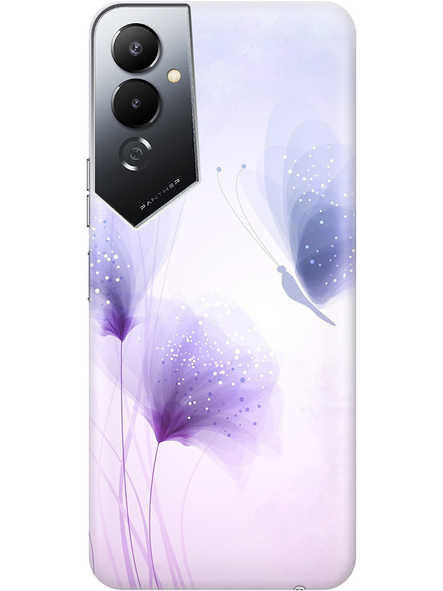 

Силиконовый чехол на Tecno Pova 4 с принтом "Бабочка и фиолетовые цветы" прозрачный, Фиолетовый, 20010457