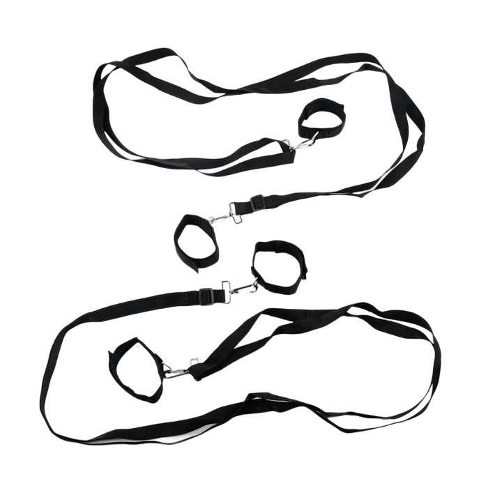 Набор БДСМ Оки Чпоки, фиксирующие ремни для кровати, универсальны размер, стропа. черный