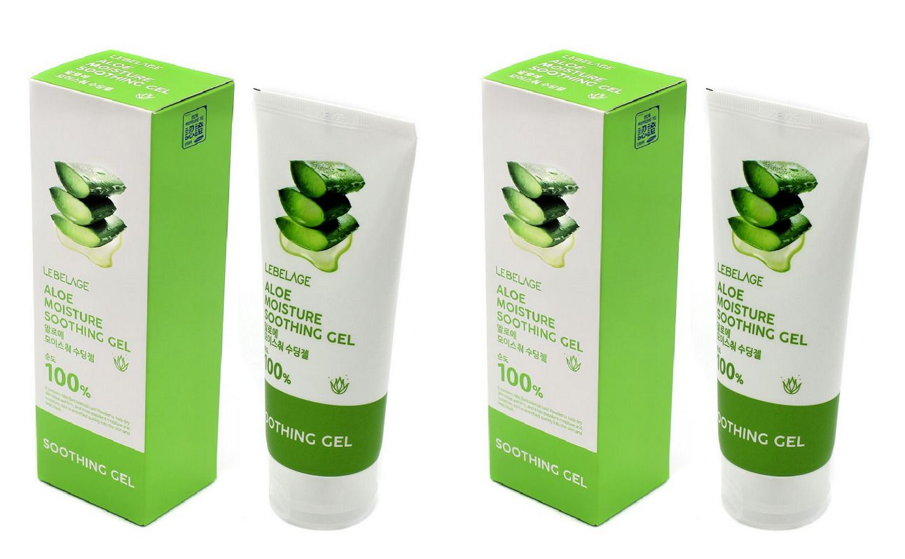 Гель для лица и тела Lebelage soothing gel jeju moisture aloe vera 100% 100мл 2шт