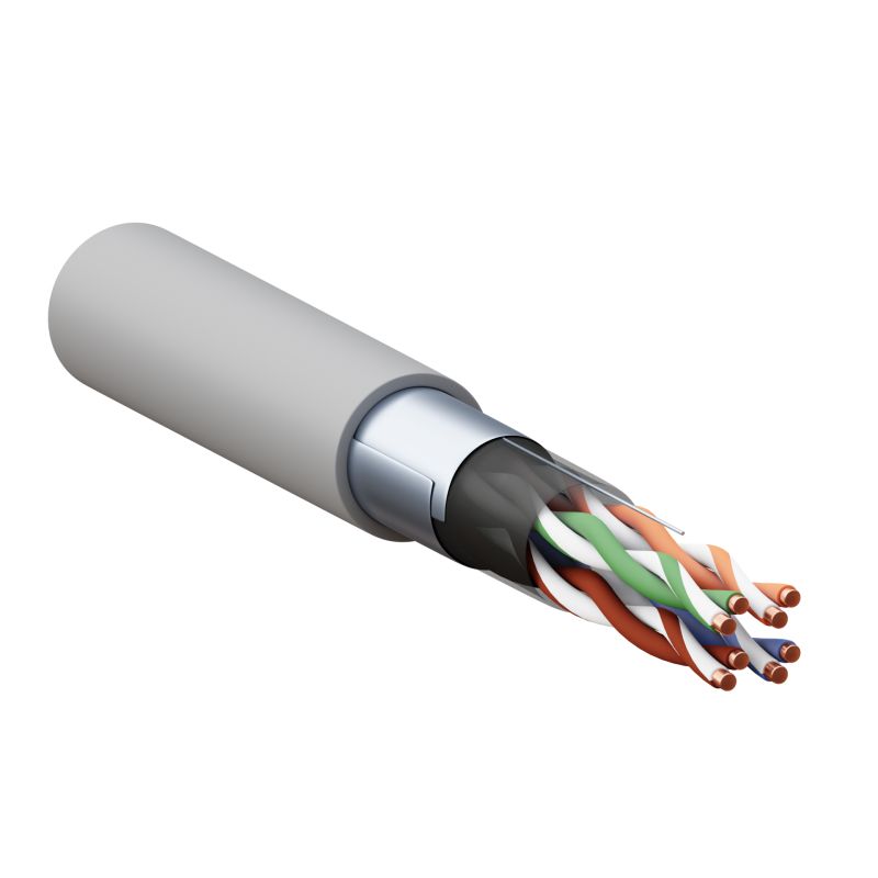 Кабель витая пара F/UTP кат.5E 4 пары 24 AWG solid PVC сер. TERACOM PRO EKF TRP-5EFTP-04PV