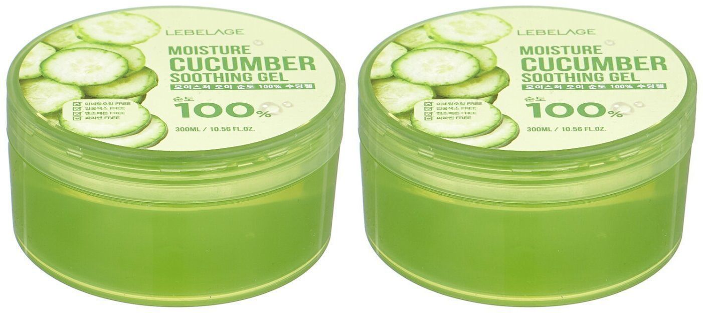 Гель для лица и тела Lebelage Moisture Cucumber увлажняющий 300 мл 2 шт minetan освежающий мист–автозагар для лица и тела cucumber hydrating face
