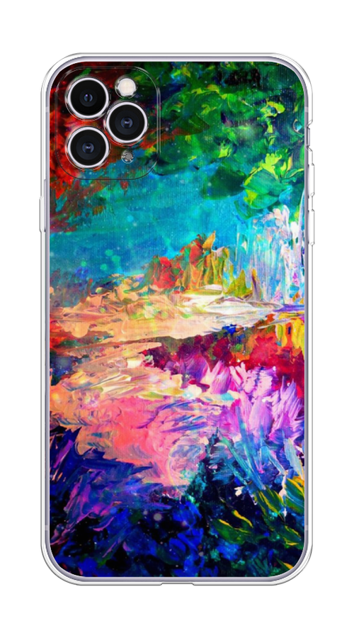 

Чехол на Apple iPhone 11 Pro Max "Лес-гуашь", Синий;розовый;зеленый, 12250-4