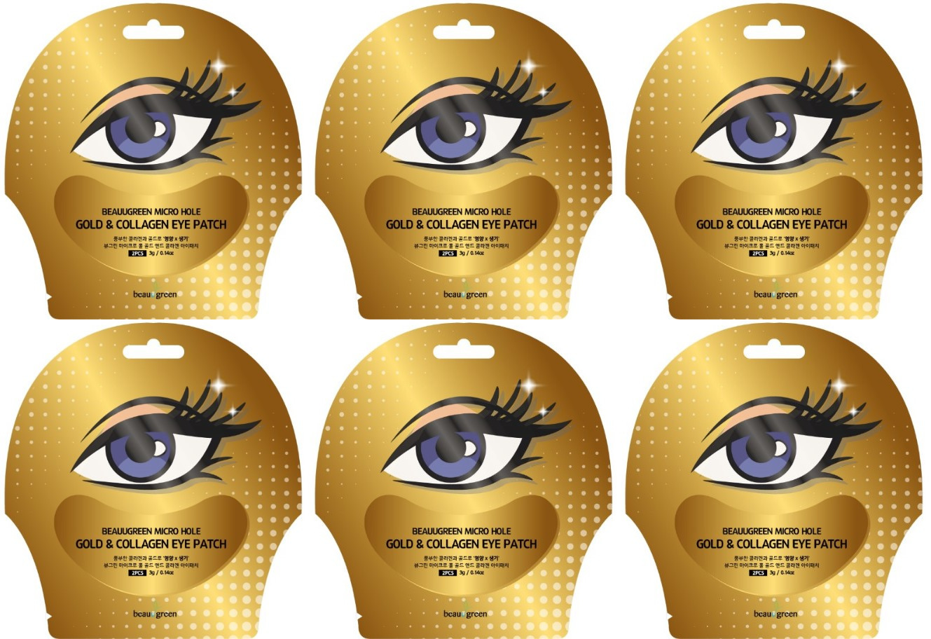 Маска-патч BeauuGreen micro hole gold & collagen eye patch 6шт