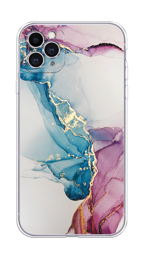 

Чехол на Apple iPhone 11 Pro Max "Розовые разводы рисунок", Синий;розовый;золотистый, 12250-3