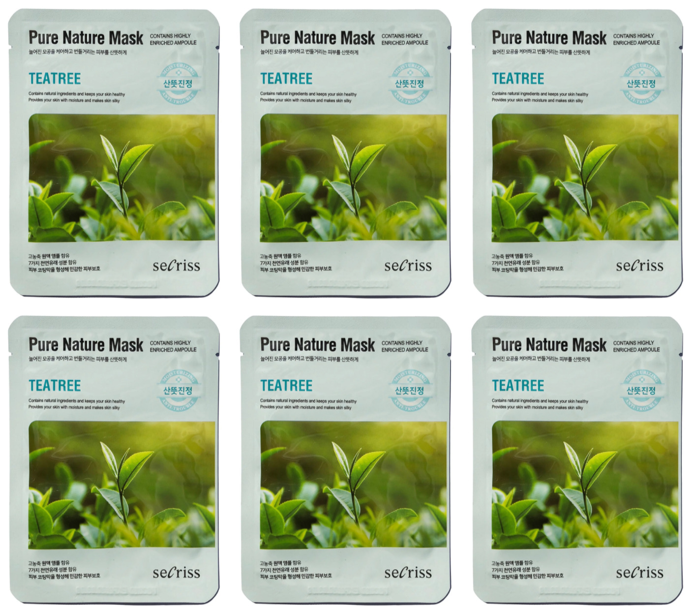 Маска для лица тканевая Anskin Secriss Pure Nature Mask Pack Teatree 25 мл 6 шт