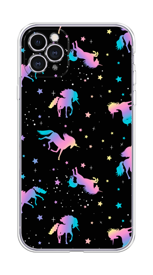 

Чехол на Apple iPhone 11 Pro Max "Единороги градиент", Черный;розовый;голубой, 12250-1