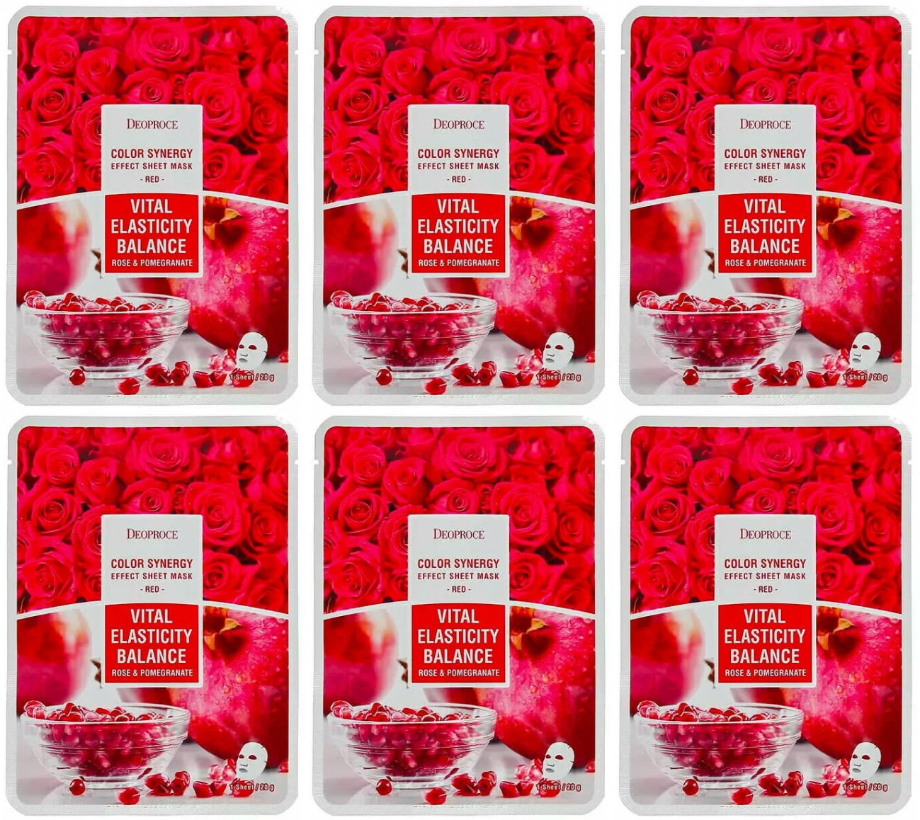 Маска тканевая Deoproce COLOR SYNERGY EFFECT SHEET MASK RED 20 г 6 шт