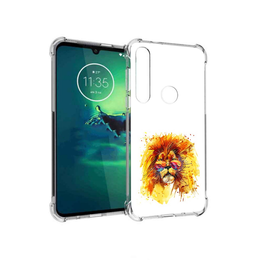 

Чехол MyPads Tocco для Motorola Moto G8 Plus лев в очках (PT227062.344.436), Прозрачный, Tocco