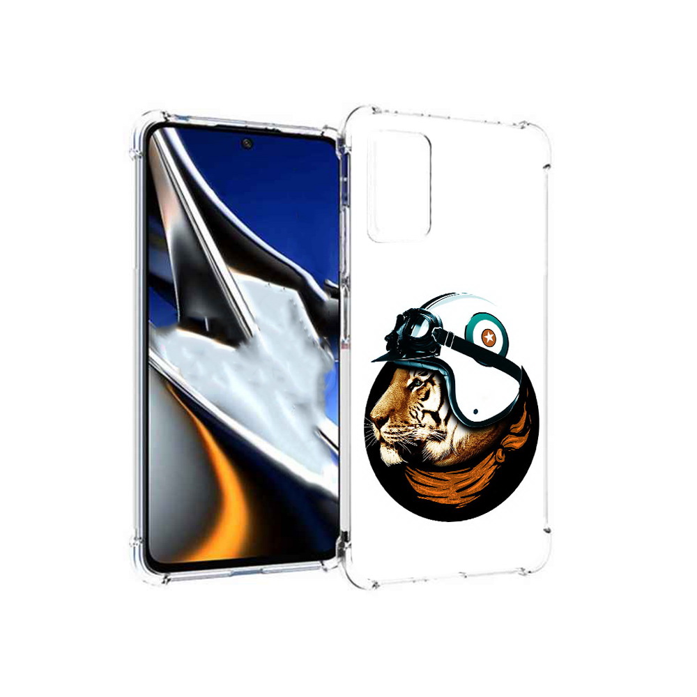 

Чехол MyPads Tocco для Xiaomi Poco X4 Pro 5G Тигр в шлеме, Прозрачный, Tocco