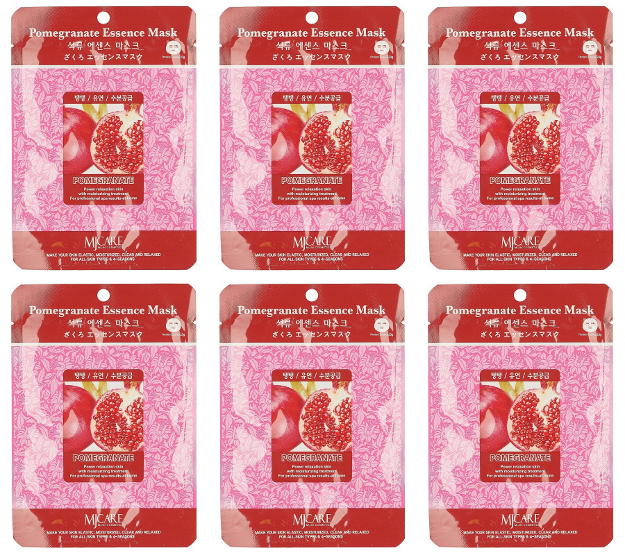 

Маска тканевая для лица Mijin гранат pomegranate essence mask 2г в уп 6 уп, 8809220801631