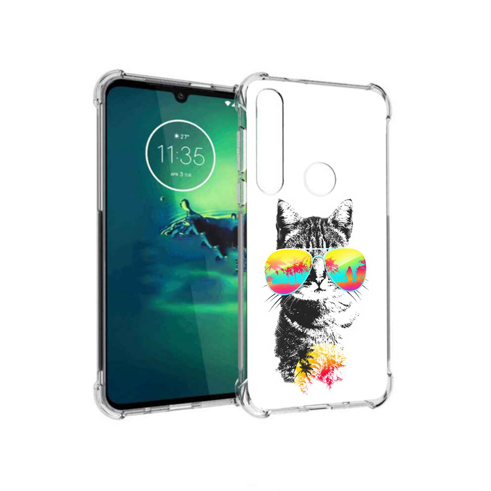 

Чехол MyPads Tocco для Motorola Moto G8 Plus крутой кот (PT227062.344.425), Прозрачный, Tocco