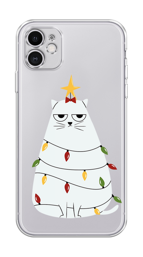 

Чехол на Apple iPhone 11 "Котик в гирлянде", Белый;красный;желтый, 12150-1