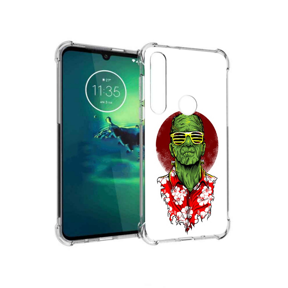 

Чехол MyPads Tocco для Motorola Moto G8 Plus крутой зеленый мужчина в очках, Прозрачный, Tocco