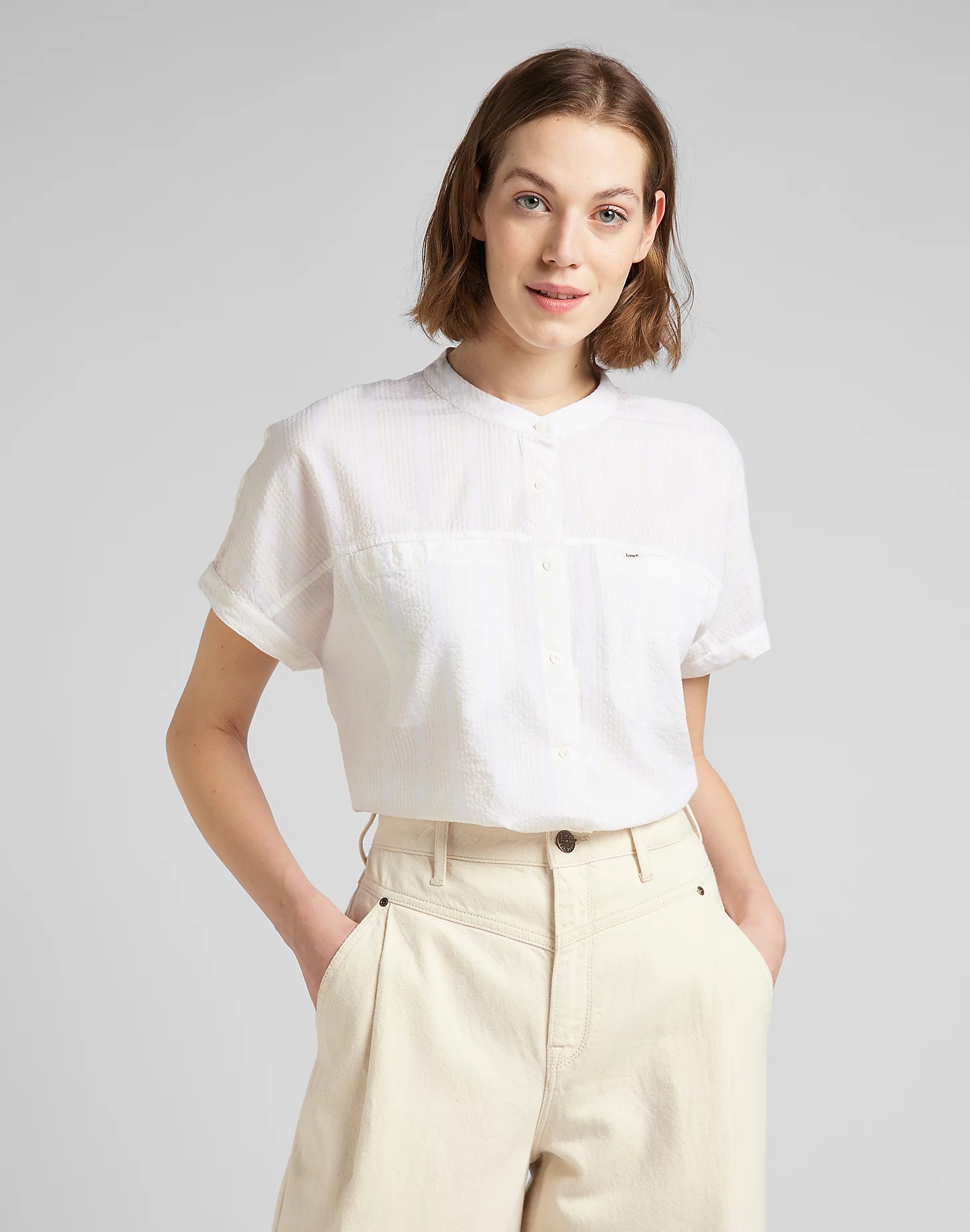 

Рубашка женская Lee CAP SLEEVE SHIRT белая 2XL, CAP SLEEVE SHIRT