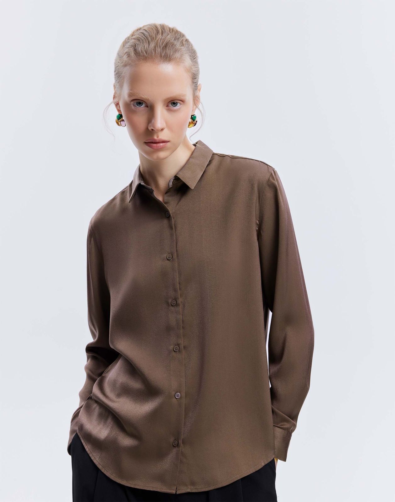 

Рубашка женская Gloria Jeans GWT004457 коричневый L/170, GWT004457