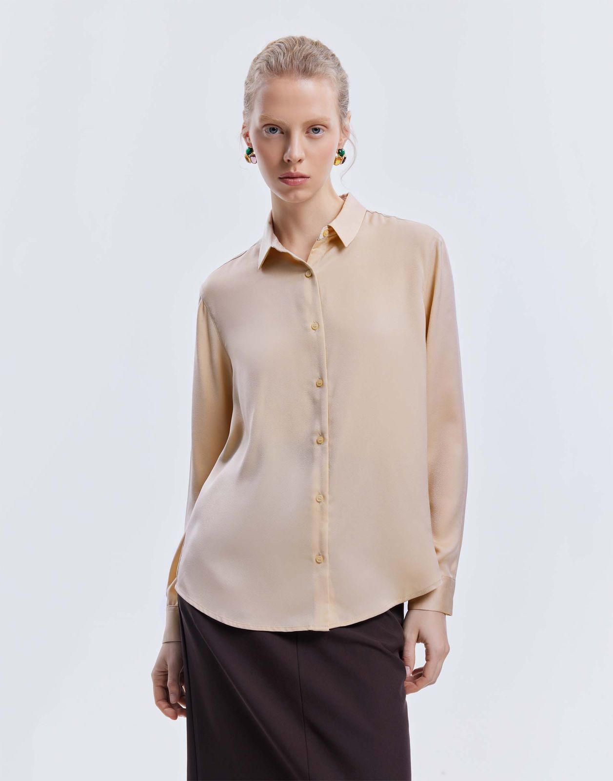 

Рубашка женская Gloria Jeans GWT004457 бежевый M/170, GWT004457