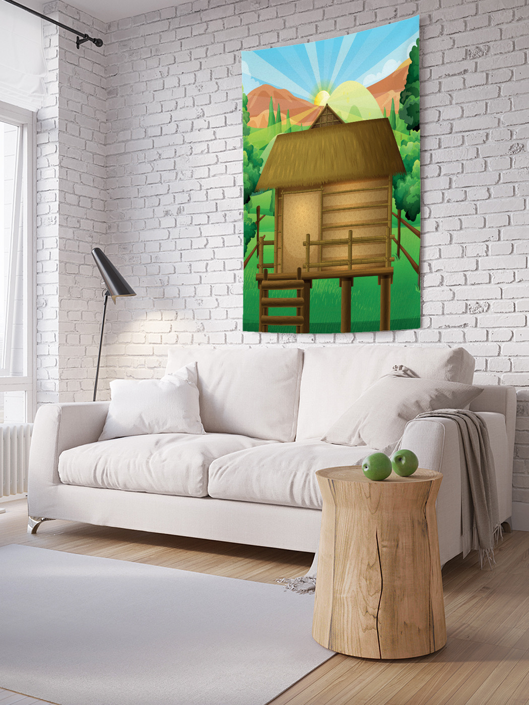 фото Вертикальное фотопанно на стену joyarty "дом с деревянной лестницей", 100x150 см