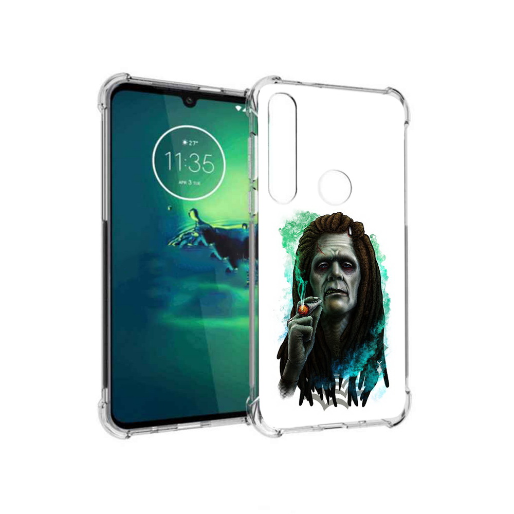 

Чехол MyPads Tocco для Motorola Moto G8 Plus зеленый мужчина с сигаретой, Прозрачный, Tocco