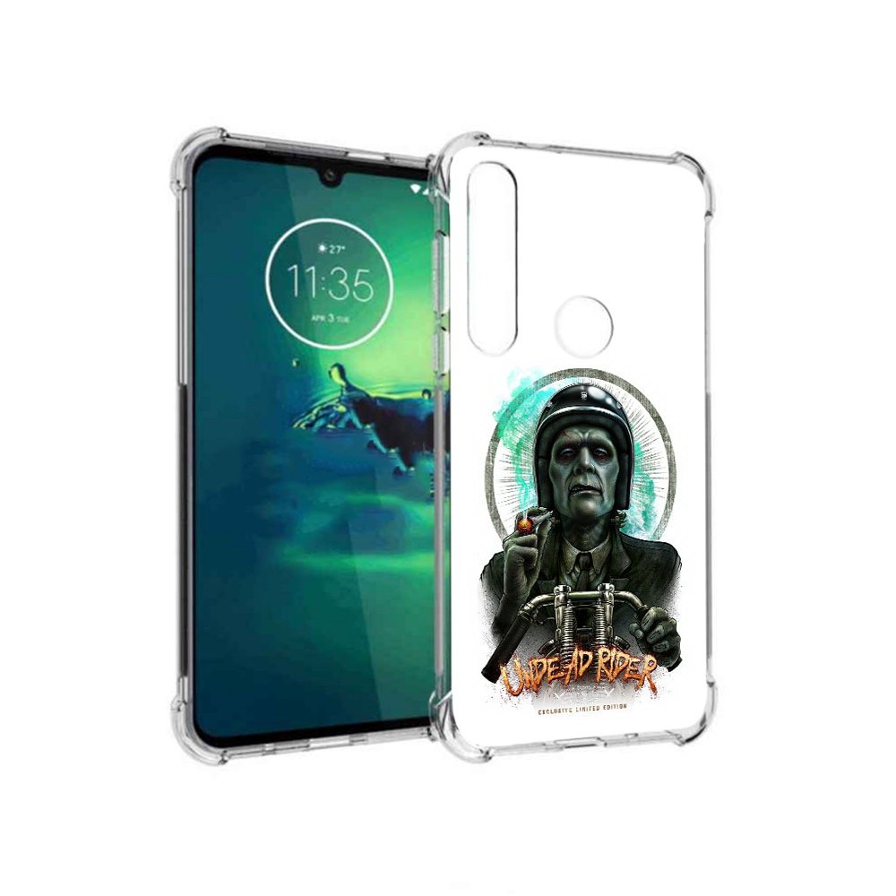

Чехол MyPads Tocco для Motorola Moto G8 Plus зеленый мужчина с сигаретой на мотоцикле, Прозрачный, Tocco