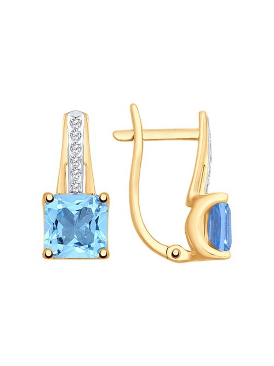 

Серьги из золота TEO MAORI 837725356, топаз/фианит, 837725356