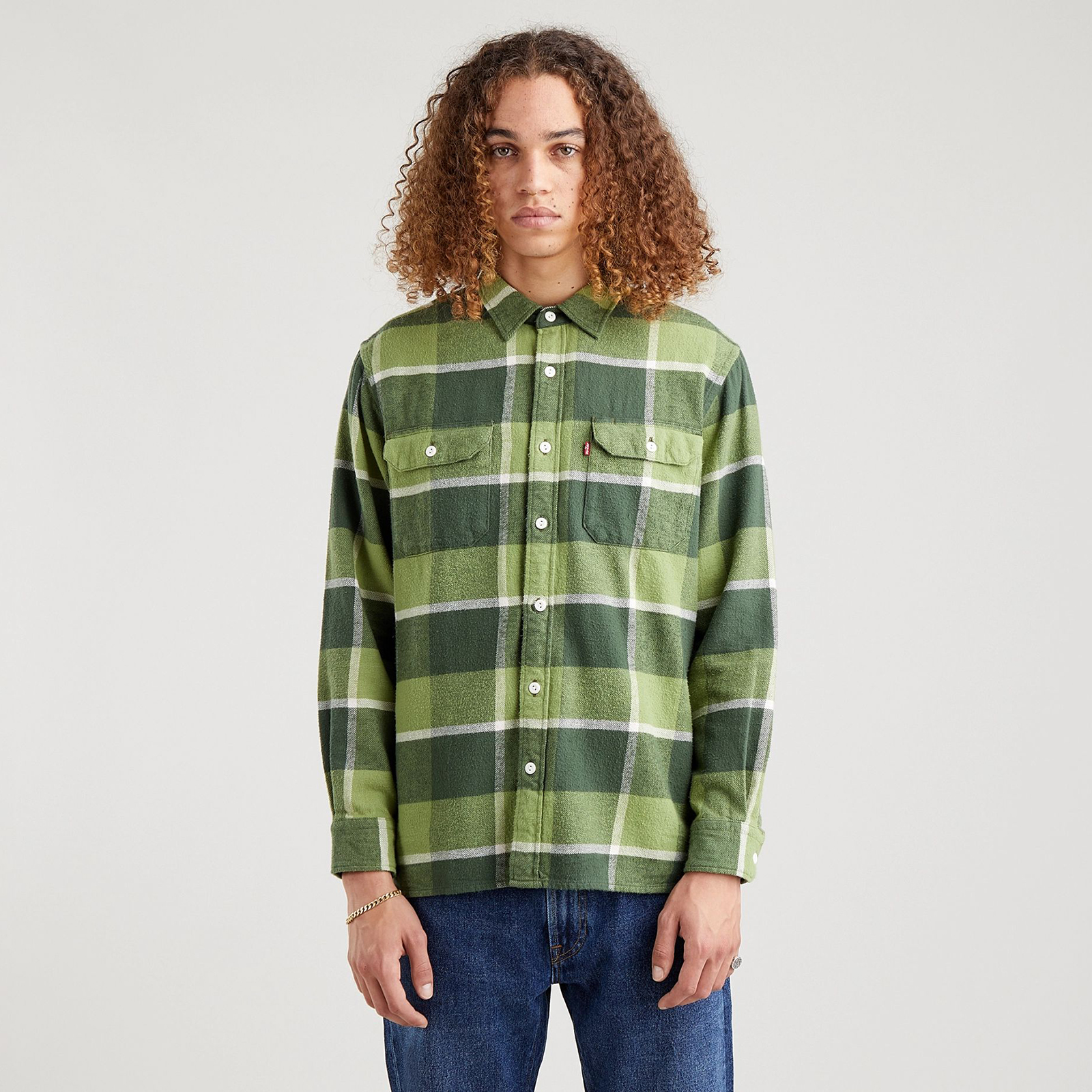 фото Рубашка мужская levi's men jackson worker shirt зеленая m