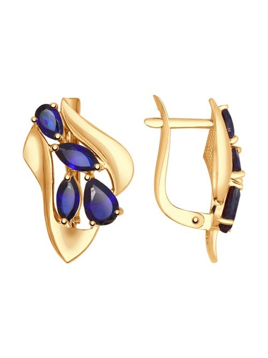 

Серьги из золота TEO MAORI 837724804, сапфир искусственный, 837724804